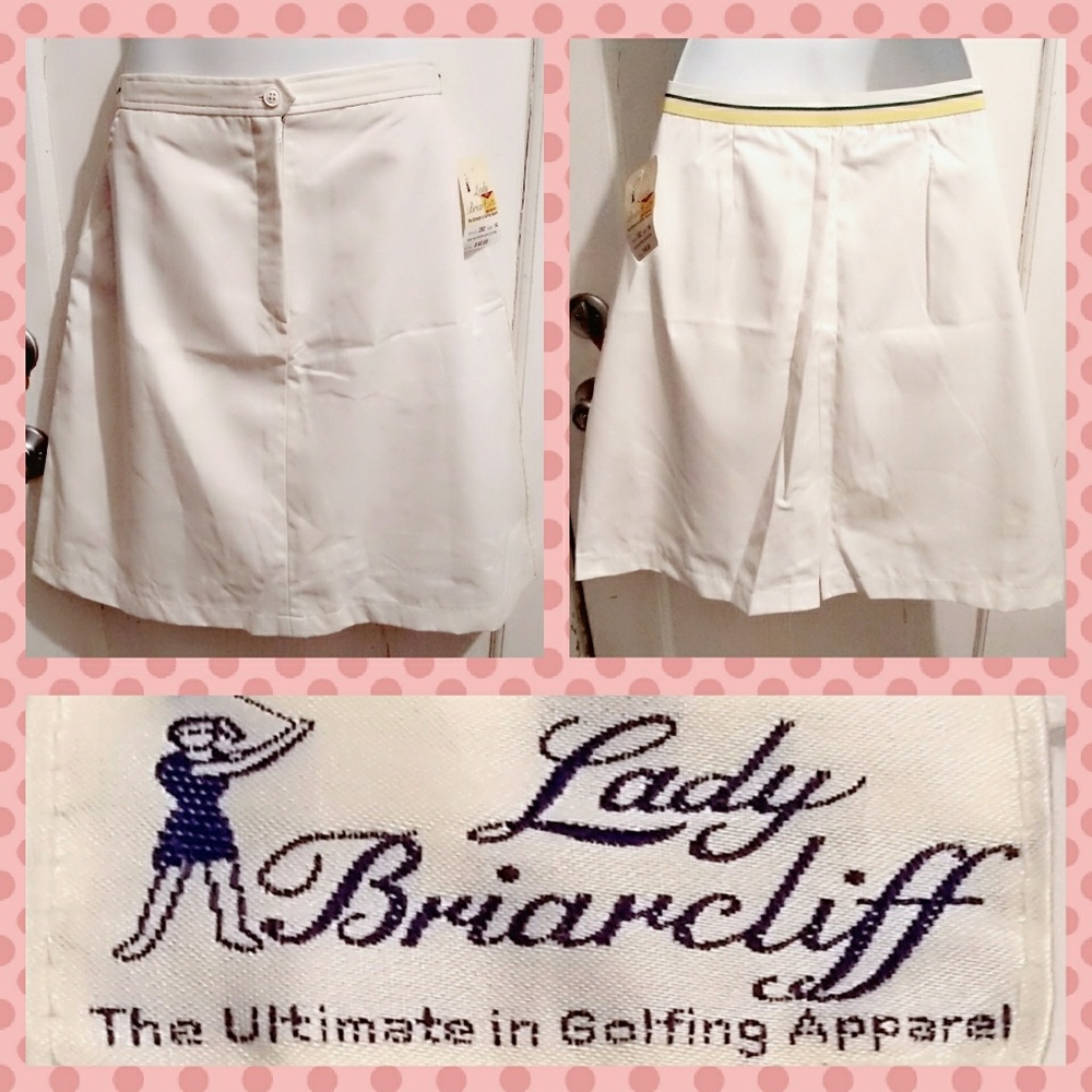NWT VTG 80s Lady Briarcliff White Golf Skirt/Skort
